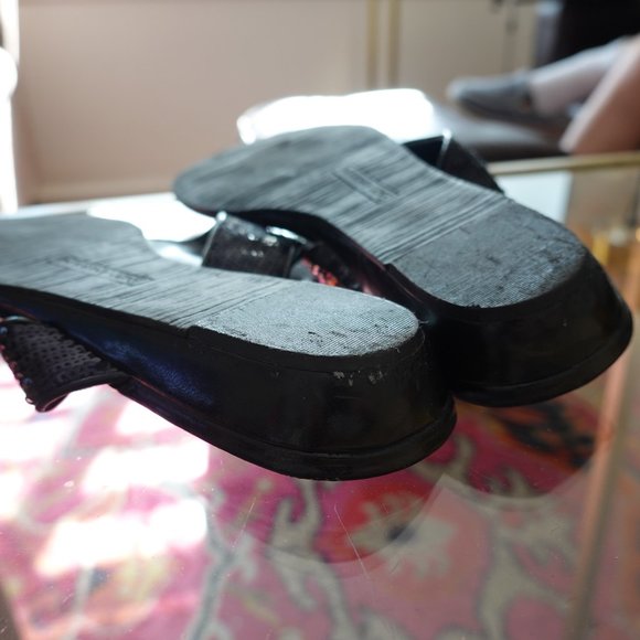 (NWT) Enzo Angiolini Patent Blk/Silver Reversible Sequin Low Wedge 8.5M - Picture 14 of 14